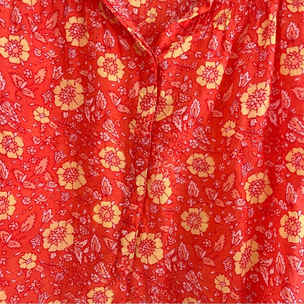 J. Crew Red/Orange Floral Blouse cotton size 8 - Picture 3 of 10